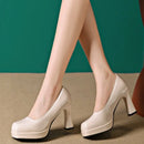 High Heel Wedding Shoes for Women, Thick Heel Round Toe Party Pumps
