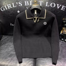 2025 Men's golf wear: Casual and fashionable long-sleeved solid-color POLO shirt, spring and autumn comfortable knitted top