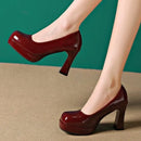 High Heel Wedding Shoes for Women, Thick Heel Round Toe Party Pumps