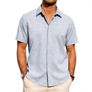 Mens Golf Shirts for Men Summer Beach Loose Shirt Button Down Short Sleeve Blouses Solid Print Casual Linen Shirts Streetwear
