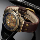 Men's Automatic Mechanical Watch, Retro Waterproof Genuine Leather Strap