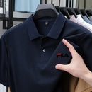 Men's polo shirt - single button printed shirt for casual business wear in summer, breathable for exercise.
