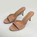 Heeled Slides for Women, Round Toe Thin Heel Slipper Sandals