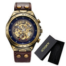 Men's Automatic Mechanical Watch, Retro Waterproof Genuine Leather Strap