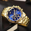 Men's Business Quartz Watch, Blue Glass with Stainless Steel Strap