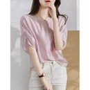 Women's Shirt And Blouse With Short Sleeve Summer Female Tops Crop Loose Cute Elegant Premium Promotion Economic Chic Fine