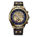 Men's Automatic Mechanical Watch, Retro Waterproof Genuine Leather Strap