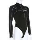 Women's Tight Bottoming Sexy Body T-Shirt Long Sleeve Bodysuit Women Personality High-Neck Reflective Zipper One-Piece Tops