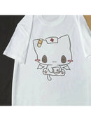 Women Men T Shirts Cartoon Printed Funny Couple Sweet Short Sleeve O Neck Loose Y2k Harajuku Tops Female Casual Tshirt
