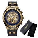 Men's Automatic Mechanical Watch, Retro Waterproof Genuine Leather Strap