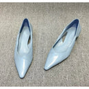 Comfortable Women's Summer Moccasins, Blue Low Heel Pointed Toe Shoes