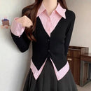 Striped Shirts & Blouses For Women Basic Modern Long Youthful Clothes Cute And Elegant New 2025 Aesthetic Plus Size Woman Top