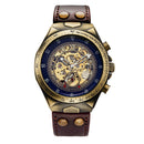 Men's Automatic Mechanical Watch, Retro Waterproof Genuine Leather Strap