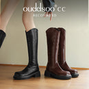 Ods Elegant Platform Knee High Heeled Boots for Women, Brown Winter Long Boots