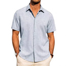 Mens Golf Shirts for Men Summer Beach Loose Shirt Button Down Short Sleeve Blouses Solid Print Casual Linen Shirts Streetwear