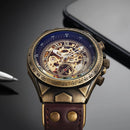 Men's Automatic Mechanical Watch, Retro Waterproof Genuine Leather Strap
