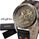 Men's Automatic Mechanical Watch, Retro Waterproof Genuine Leather Strap