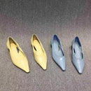 Comfortable Women's Summer Moccasins, Blue Low Heel Pointed Toe Shoes