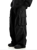 plus Size Men's Workwear Wide Leg Pants Loose Street Style Trendy Cargo Trousers