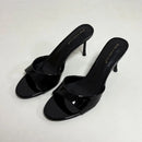 Heeled Slides for Women, Round Toe Thin Heel Slipper Sandals