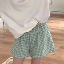 Shorts Women's Bottoms Soft Pants Plaid Print Spwear Pants Womens Pajama Pant Summer Loose Shorts Thin Pajamas Cotton Women