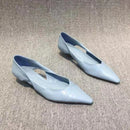 Comfortable Women's Summer Moccasins, Blue Low Heel Pointed Toe Shoes
