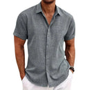 Mens Golf Shirts for Men Summer Beach Loose Shirt Button Down Short Sleeve Blouses Solid Print Casual Linen Shirts Streetwear