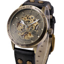Men's Automatic Mechanical Watch, Retro Waterproof Genuine Leather Strap