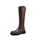 Ods Elegant Platform Knee High Heeled Boots for Women, Brown Winter Long Boots