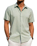 Mens Golf Shirts for Men Summer Beach Loose Shirt Button Down Short Sleeve Blouses Solid Print Casual Linen Shirts Streetwear