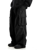 plus Size Men's Workwear Wide Leg Pants Loose Street Style Trendy Cargo Trousers