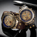 Men's Automatic Mechanical Watch, Retro Waterproof Genuine Leather Strap