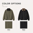 Men's Utility Workwear Jacket Full Zip Contrast Collar Large Patch Pockets Elastic Cuffs Hem 100% Cotton Casual Long Sleeve