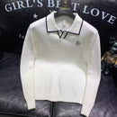 2025 Men's golf wear: Casual and fashionable long-sleeved solid-color POLO shirt, spring and autumn comfortable knitted top