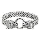 Men's Stainless Steel Wolf Head Bracelet, Hip Hop Rock Style