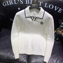 2025 Men's golf wear: Casual and fashionable long-sleeved solid-color POLO shirt, spring and autumn comfortable knitted top