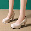 High Heel Wedding Shoes for Women, Thick Heel Round Toe Party Pumps