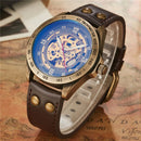 Men's Automatic Mechanical Watch, Retro Waterproof Genuine Leather Strap