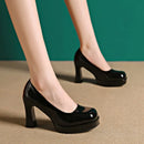 High Heel Wedding Shoes for Women, Thick Heel Round Toe Party Pumps