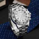 Men's Business Quartz Watch, Blue Glass with Stainless Steel Strap