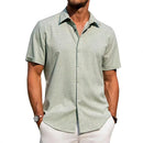 Mens Golf Shirts for Men Summer Beach Loose Shirt Button Down Short Sleeve Blouses Solid Print Casual Linen Shirts Streetwear