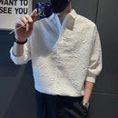 Man Shirt Graphic Half Sleeve Shirts For Men White New In Fashion 2025 Xxl Elegant With Sleeves Tops Trend S Luxury Social I