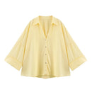 MUJER Striped Women's Shirt White Loose Casual Shirts for Women Summer Button up Shirts and Blouses Woman Wide Sleeve Ladies Top