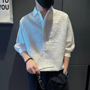 Man Shirt Graphic Half Sleeve Shirts For Men White New In Fashion 2025 Xxl Elegant With Sleeves Tops Trend S Luxury Social I