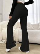 Women's High-Waisted Yoga Flared Pants Black Sexy Leggings Casual Trousers Comfortable Stretchy Bottoms for Fitness And Exercise