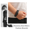 Men's Multi Layer Vintage Braided Leather Bracelet, Alloy Magnetic Buckle