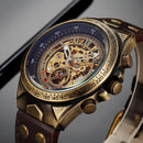 Men's Automatic Mechanical Watch, Retro Waterproof Genuine Leather Strap