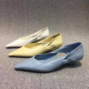 Comfortable Women's Summer Moccasins, Blue Low Heel Pointed Toe Shoes