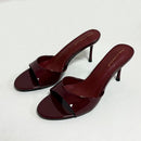 Heeled Slides for Women, Round Toe Thin Heel Slipper Sandals
