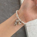 925 Sterling Silver Bead Bracelet for Women, Vintage Cute Bear Pendant